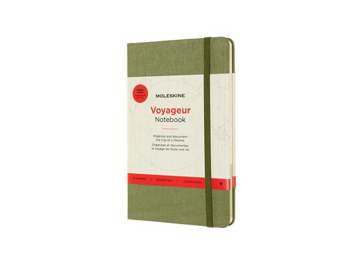 Блокнот Moleskine Voyageur Medium A5 104 листа без линовки зеленый на сшивке (115x180 мм)